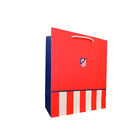 Small gift bag red crest and blue with lower stripes 18x10x23 cm